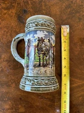 Vintage GERZ W. GERMANY Original GERZIT Horses Multicolor Beer Stein