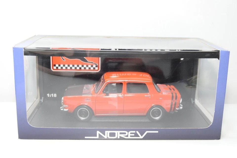SIMCA 1000 RALLYE 1971 ORANGE NOREV 185700 1:18 LHD CAPOT NOIR AVEC OUVRANT - Photo 3/4