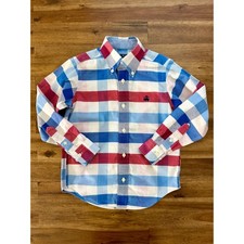 Brooks Brothers Boys Plaid Button Down Long Sleeve Shirt XS 4/6 Red Blue White