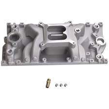 Dual Plane Satin Carb Aluminum Intake Manifold For Chevy Sbc 1996-02 V8 305 350