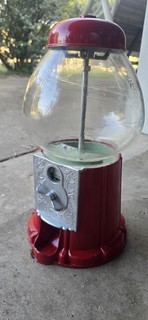 Vintage 15” Original King Carousel Large Red Gumball/Candy Machine Bank. Works!