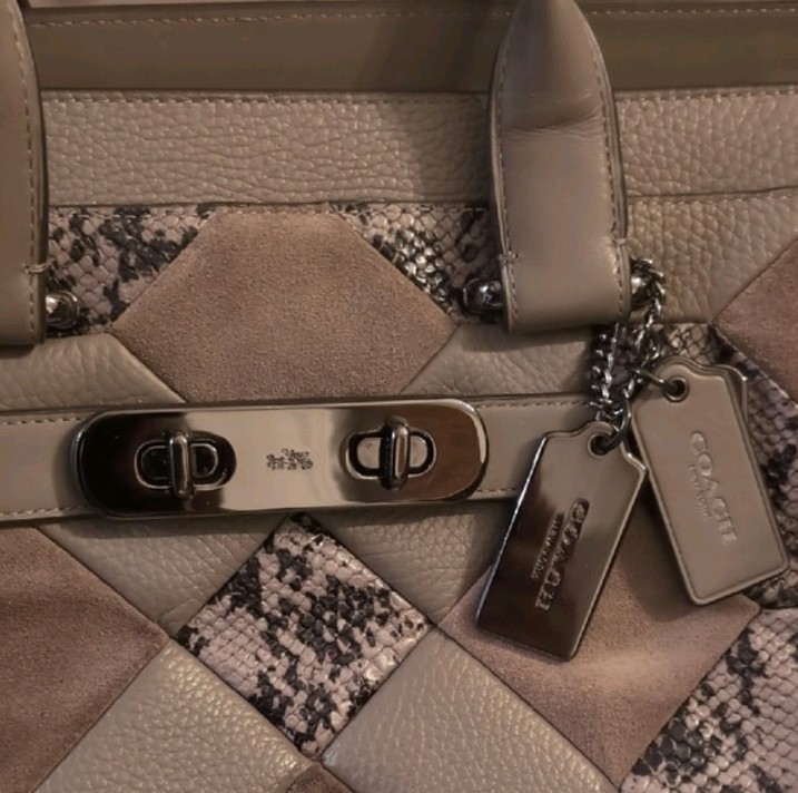 Coach Swagger Patchwork Leather Suede Exotic Embo… - image 3