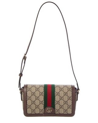 Gucci Ophidia Mini Gg Supreme Canvas & Leather Shoulder Bag Women's Beige