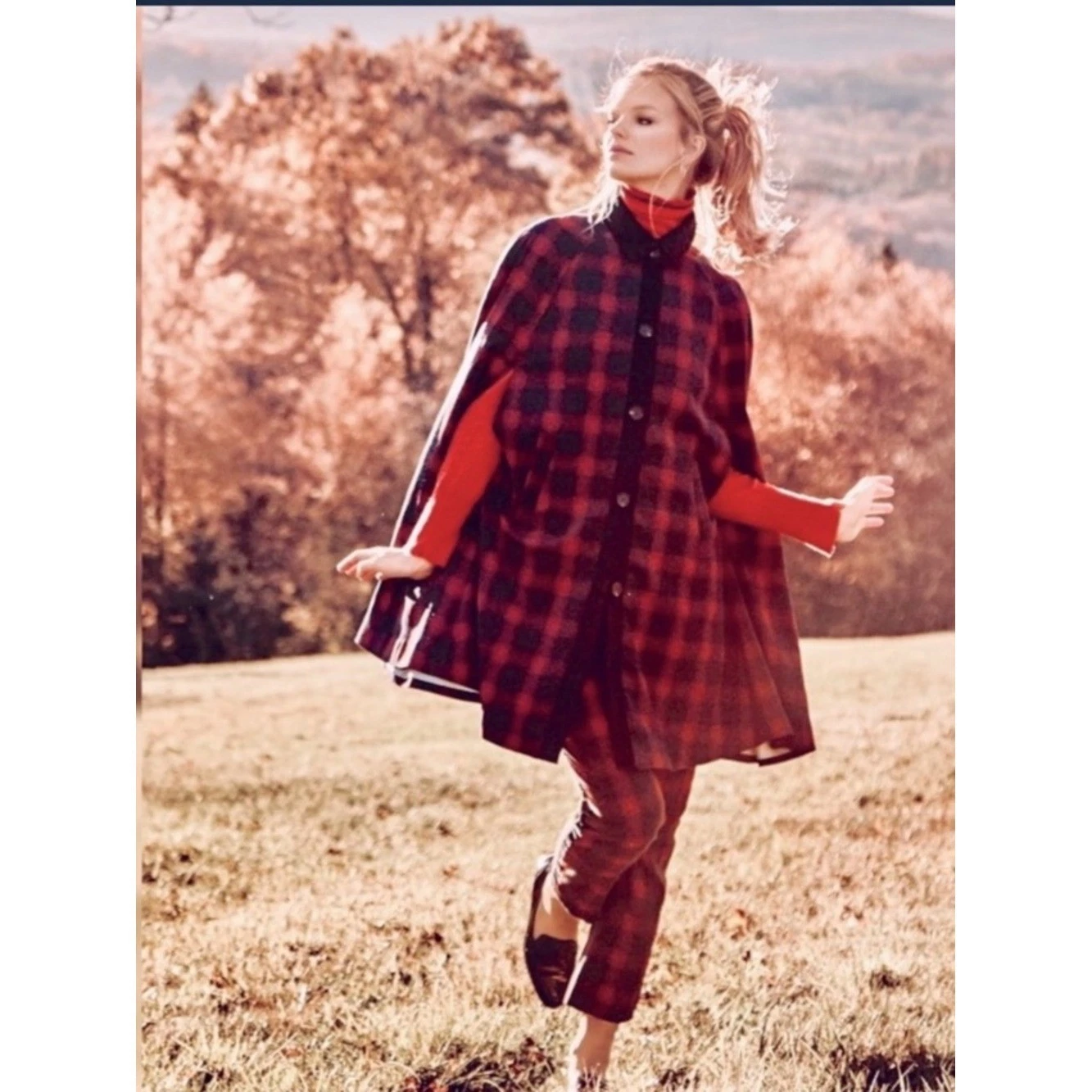 NEW COURT AND ROWE Shadow Plaid Belle Noel Poncho XS NWT ACADEMIA