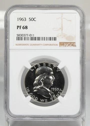 Certified 1963 Franklin Half Dollar NGC PF68 Proof Silver 50c