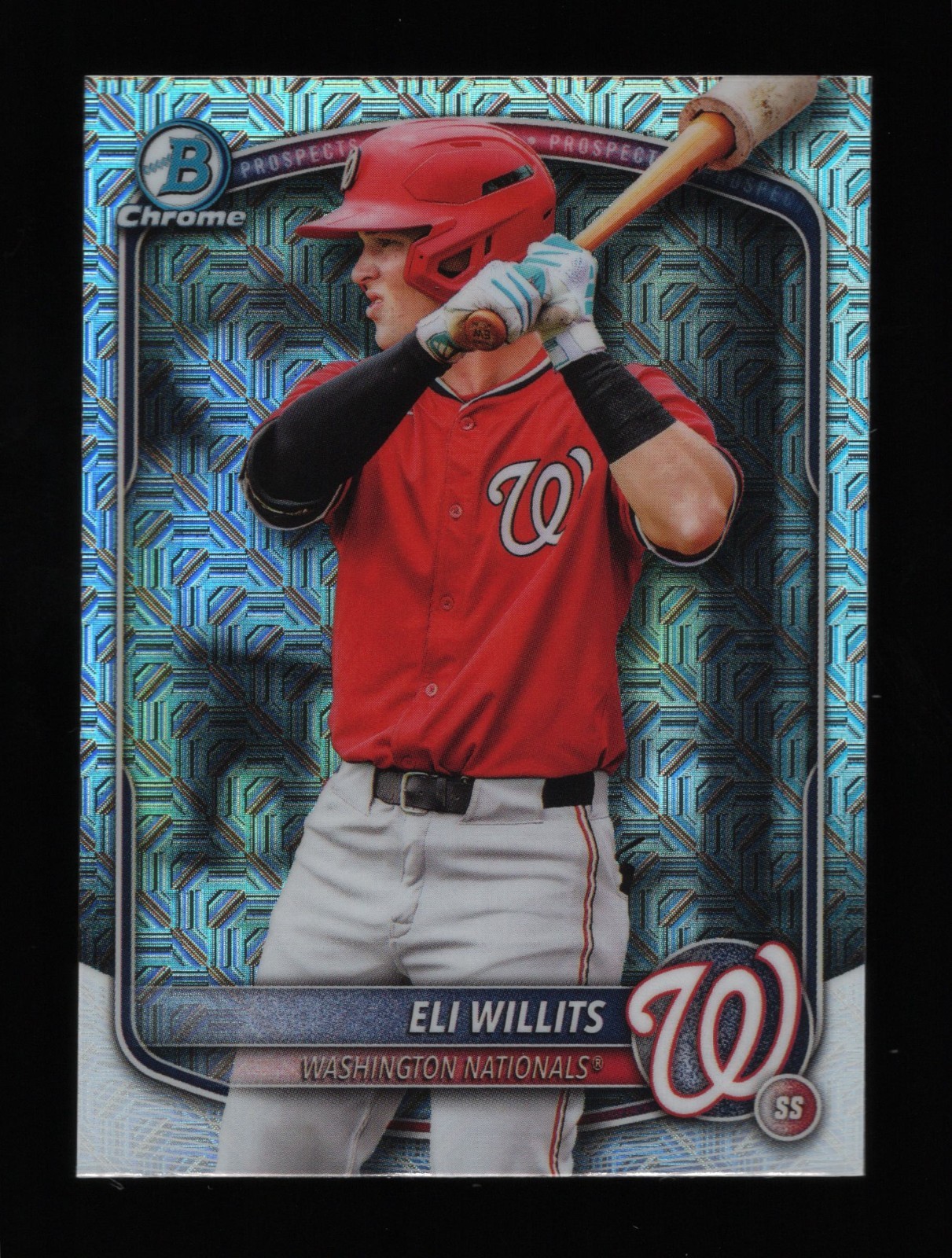 Eli Willits 2025 Bowman Chrome Draft Mega Mojo Image Variation Nationals