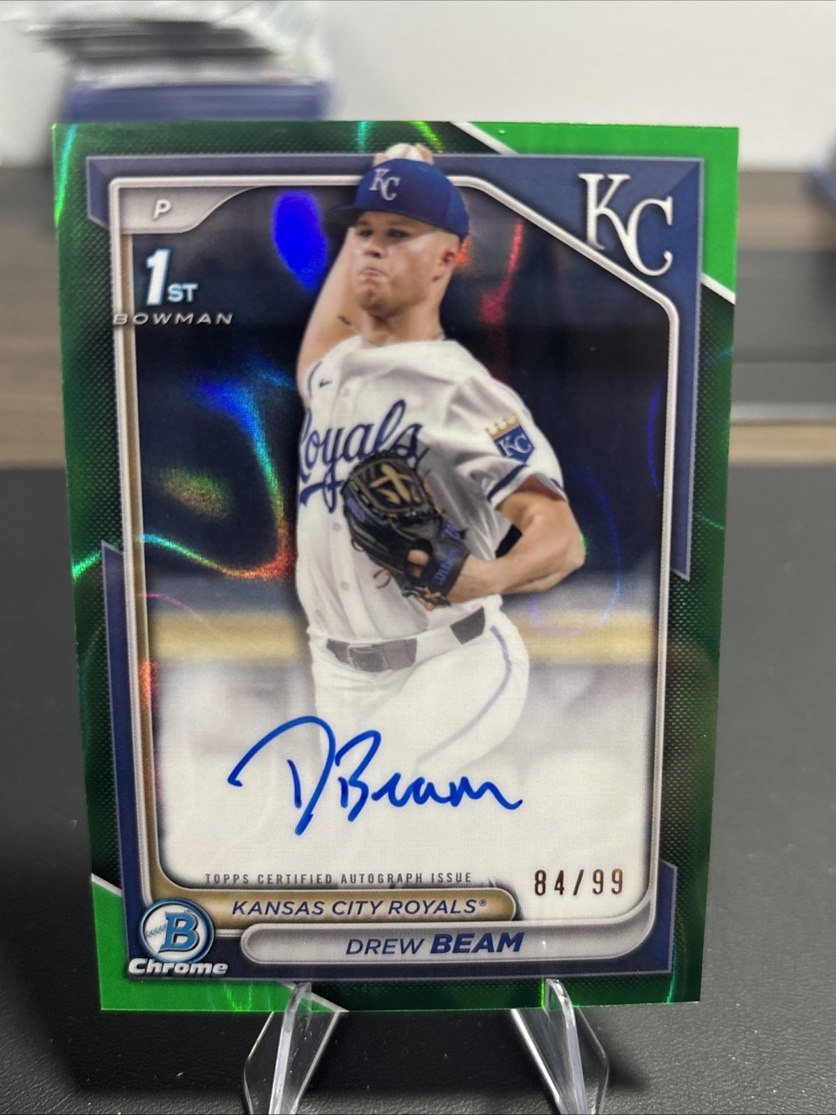 2024 Bowman Draft Drew Beam Chrome 1st Auto Green Refractor 1st 84 /99
