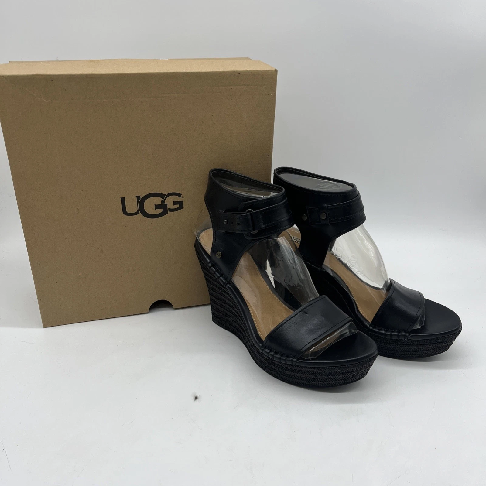 Sandali con zeppa e cinturino alla caviglia marroni ruggine nuovi con scatola UGG taglia 8 5