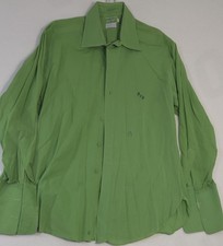 Oleg Cassini Vintage Green French Cuff Long Sleeve Button Down Mens 16 1/2-34