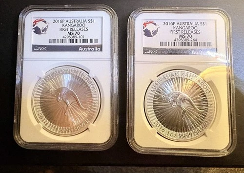 2x 2016P Australia Kangaroo First Release NGC MS70 Slabbed- RARE!
