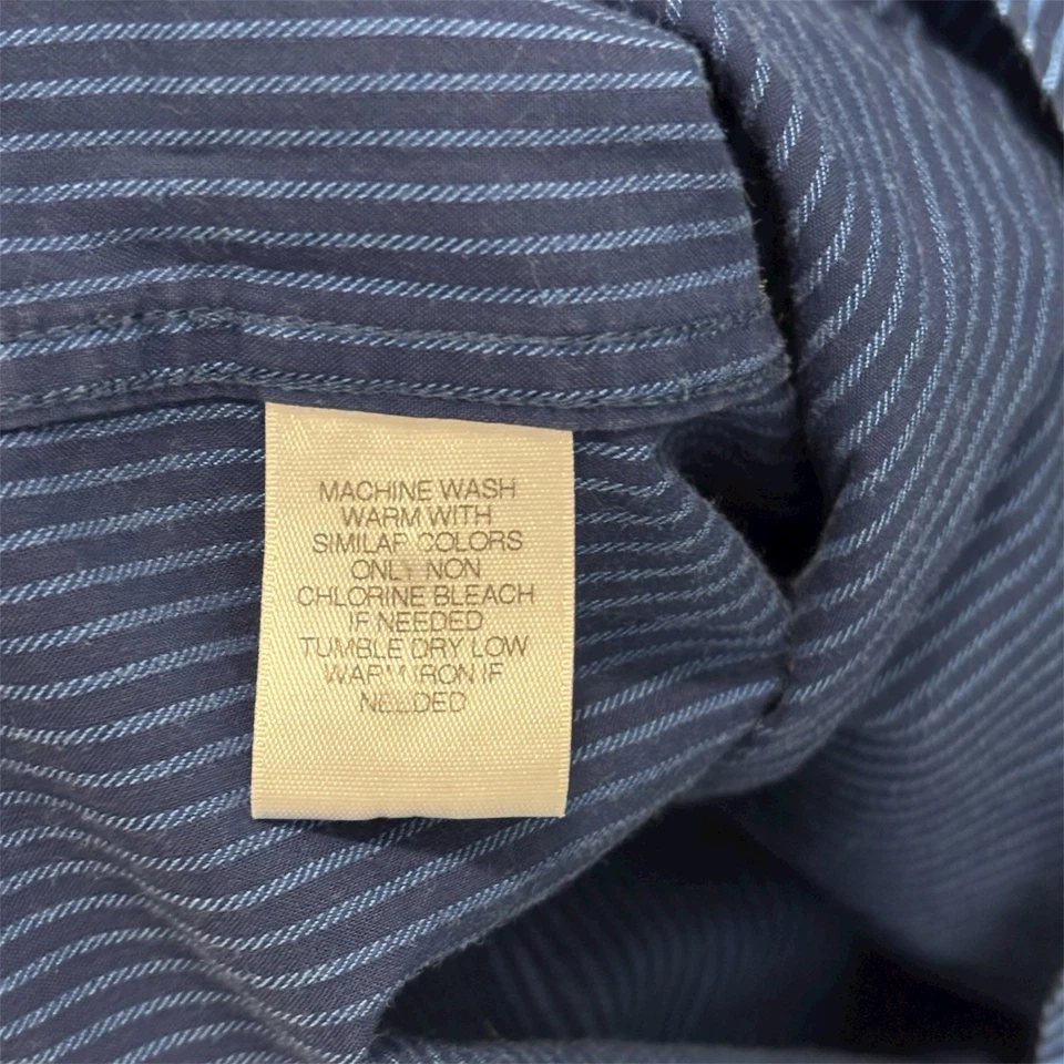 Roundtree & Yorke Para Hombre Fácil Cuidado Azul Rayas Abotonadas Talla L Grande Foto 4 de 4