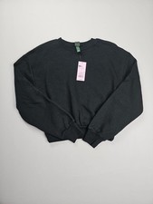 NWT Junior's Size S Cropped Black Sweatshirt Fleece Lined Wild Fable