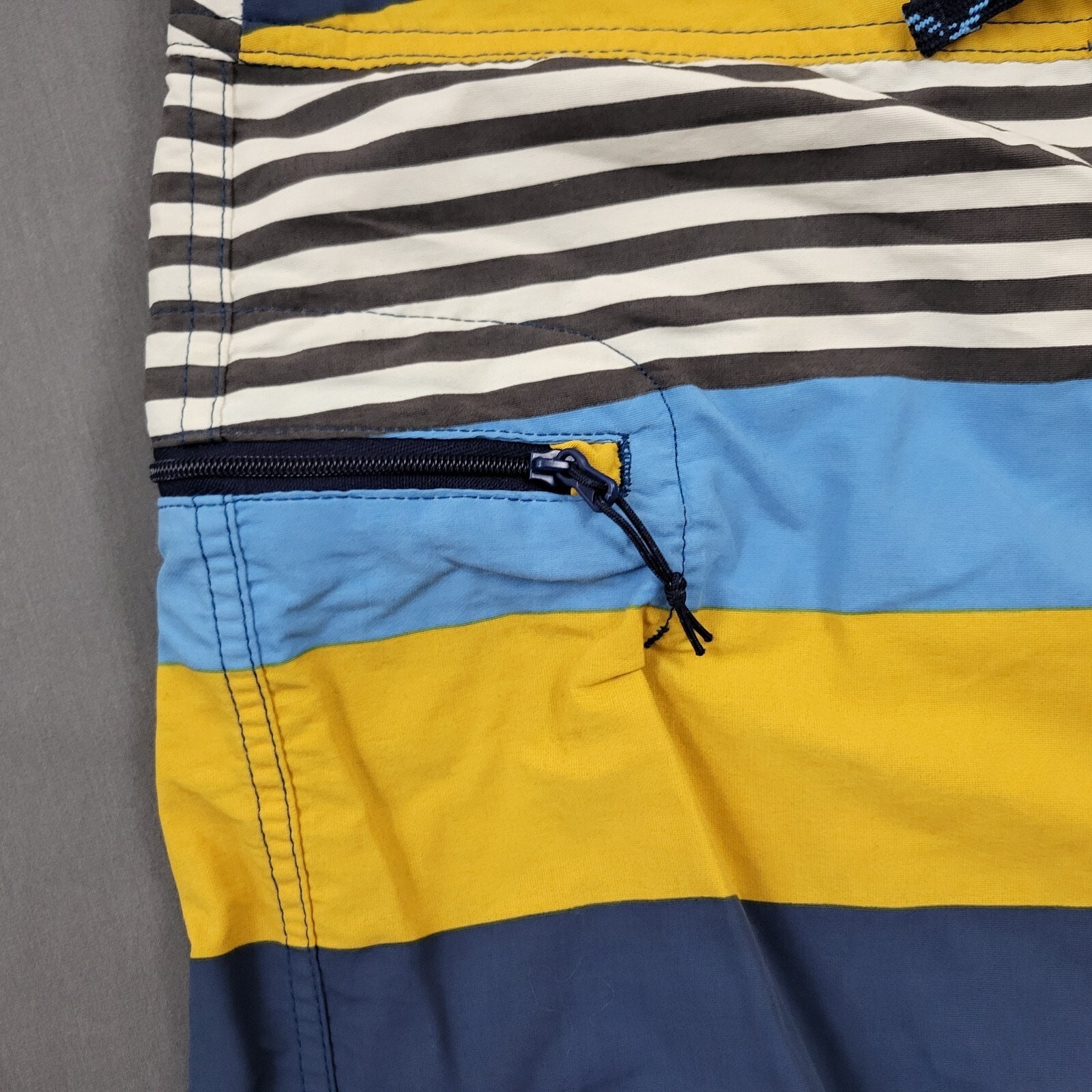 Patagonia Shorts Mens 36 Mid Rise Swim Trunks 8" Inseam Pull On Striped Blue thumbnail 4