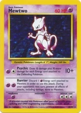 Heavy Play x 1 Mewtwo - 10/102 - Holo Rare - Unlimited Edition Base Set - Unlimi
