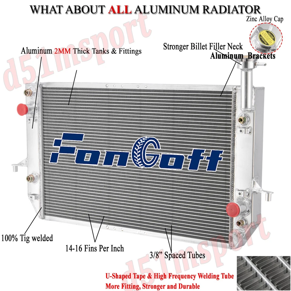 4 Row Aluminum Radiator For 1996-2005 1997 Chevy Astro GMC Safari 4.3L V6 GAS - Image 2 of 4