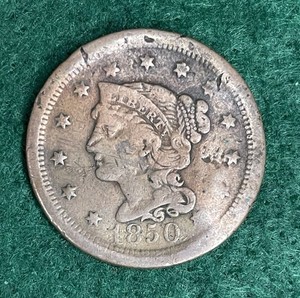 1850 Braided Hair Cent (BENT)