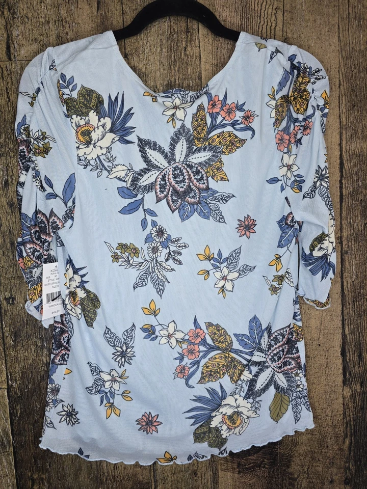 Blusa para mujer American Rag Cie Wanderlust talla mediana azul esterlina floral nueva con etiquetas  Foto 2 de 4