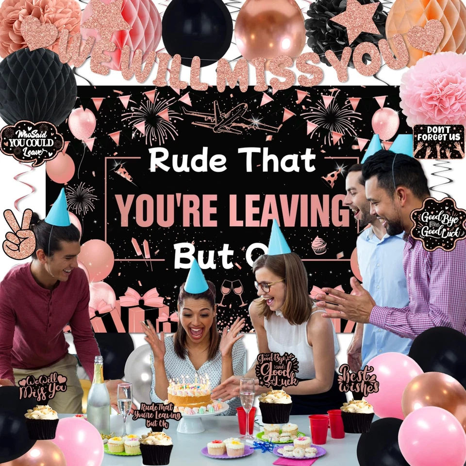 Farewell Party Decorations Women, Rude That You're Leaving But OK Rose Gold, ... - Image 2 of 4
