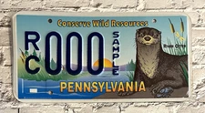 1990s Pennsylvania Conserve Wild Resources Sample License Plate 000 River Otter