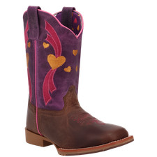 Dan Post Little Girl's Lottie Tan  Purple Leather Western Boot DPC4023
