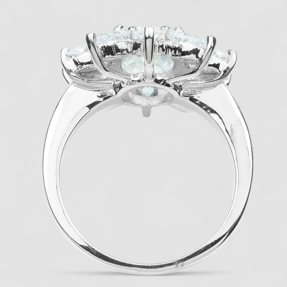 Anillos florales místicos de circón blanco de 3,25 quilates hechos a mano de plata de ley 925 talla 6 Foto 4 de 4