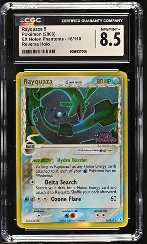 CGC 8.5 RAYQUAZA 16/110 EX HOLON PHANTOMS REVERSE HOLO STAMPED POKEMON NM/ MINT+