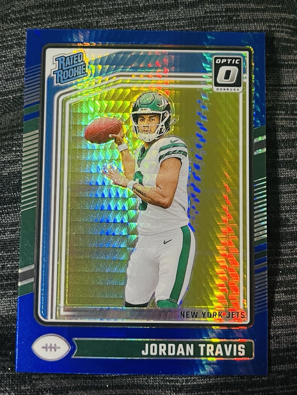 2024 Optic Jordan Travis RC 260 Blue Hyper New York Jets