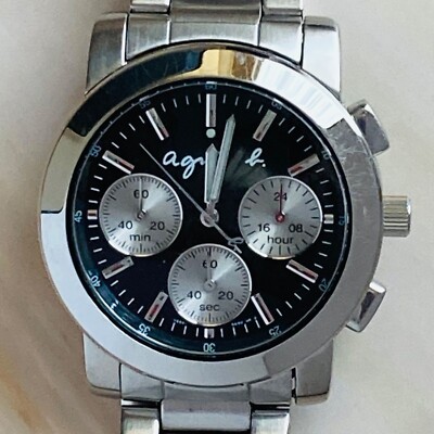 Agnes B. watch, analog, black dial, ladies, good condition