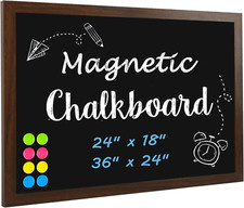 Magnetic 24" X 36" Rustic Chalkboard Wall Sign with 2 Markers 6 Magnets