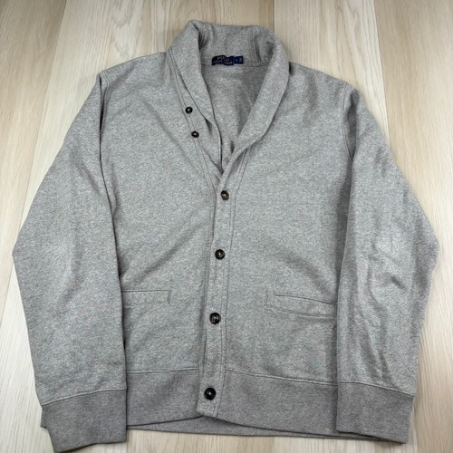 Polo Ralph Lauren maglione cardigan uomo grigio collo sciallato manica lunga taglia L