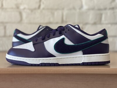 Nike Dunk Low Retro Chenille Swoosh Grand Purple Mens Size 8.5