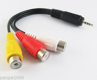 1pc Audio Video A/V Joint Adapter Cable 2.5mm Male Plug to 3 RCA Jack Female