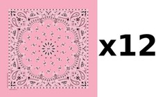 100 Cotton Made in USA Bandanna Light Pink DOZEN Paisley 22"x22" Hav-A-Hank