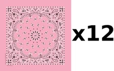 100% Cotton Made in USA Bandanna (Light Pink) DOZEN Paisley 22"x22" Hav-A-Hank