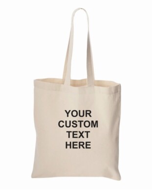 Custom Tote Bag Add Your Text Personalized Custom Printed Gift Shopping Reusable