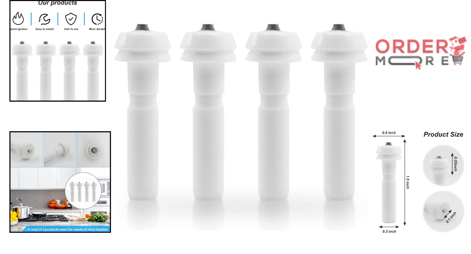 4 Pack Oven Electrode Igniters - GE & Kenmore Compatibility, Metal Alloy Design