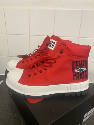 Kenzo X Palladium,pallashock Hi,red canvas ankle boots, UK