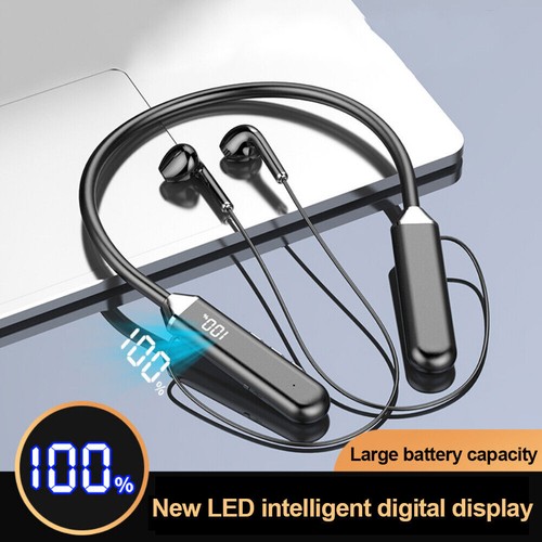 Wireless Bluetooth Neckband Headphones Mic Headset Stereo Earbuds Earphone - Picture 9 of 15