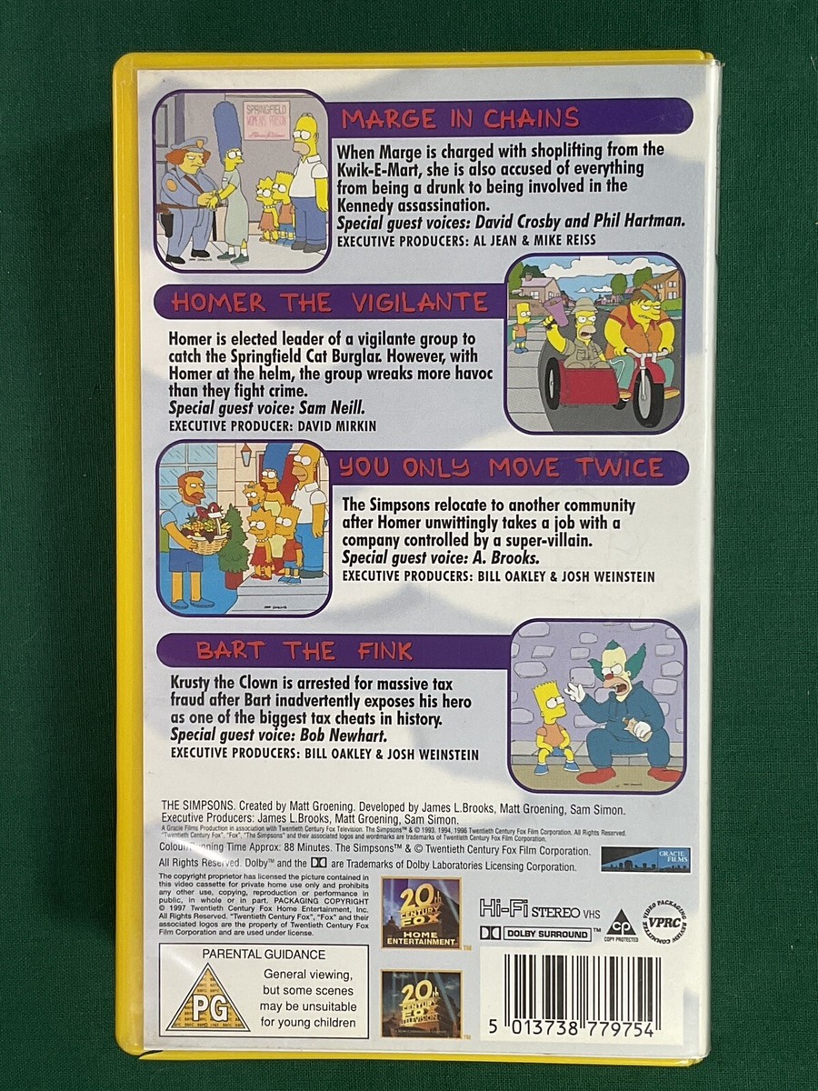 The Simpsons Crime And Punishment, Animated, VHS Video 1997 Tape