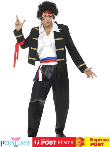 Mens New Romantic 80s Adam Ant Boy George Costume Pop Star Fancy Outfit - Picture 4 of 4