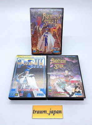 Phantasy Star 1 2 3 Set Mega Drive Sega MD Japan with Box Map Manual Cartridge