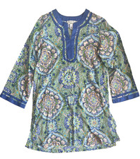 OSCAR DE LA RENTA Neiman Marcus Tunic Sz M Purple Green Design Beach Vacation