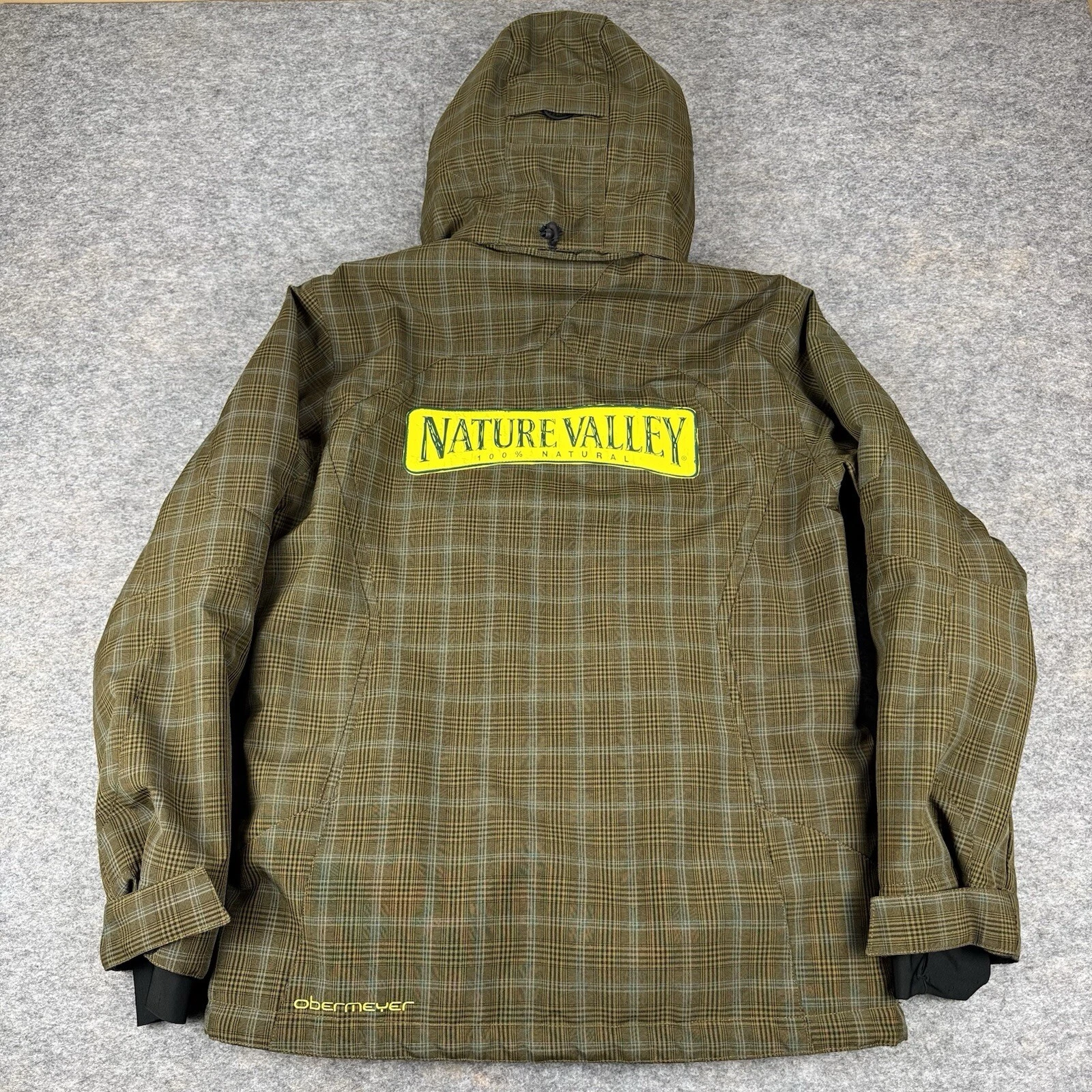 Obermeyer Ski Teton Jacket Plaid Green Nature Valley Logo Waterproof Mens XS image 15