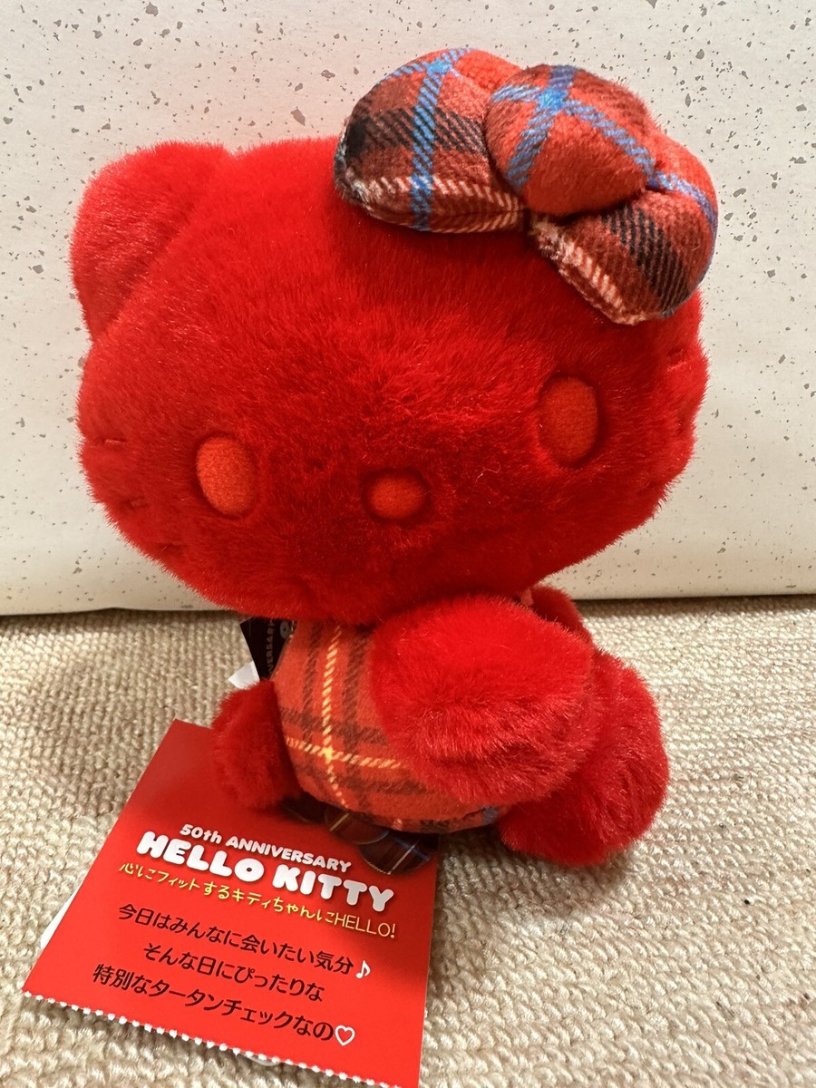 ぬいぐるみ HELLO KITTY 50TH ANNIVERSARY TARTAN Hello Kitty Plushie 50th Anniversary Limited Edition Expo (Red
