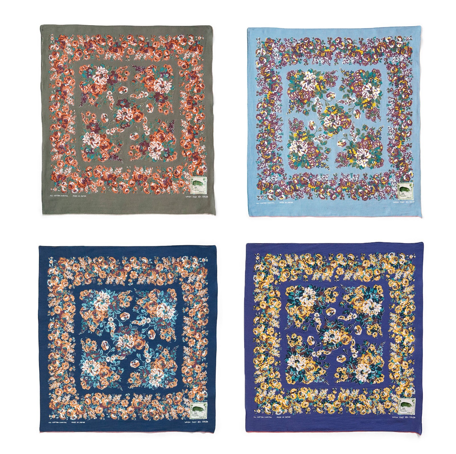 * Kapital Fast Color Selvage Bandana " Dianthus Champetre "  Sax K2404BA522 image 7
