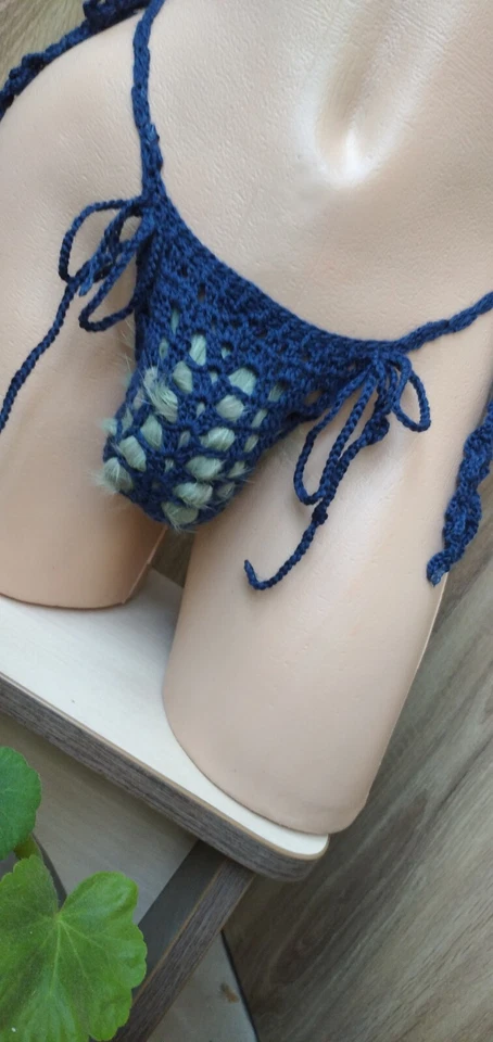 Tanga para hombre. Tangas de hombre. Talla L. Cuerda azul. Hecho a mano. Foto 2 de 4