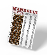 LEFT HANDED Mandolin Easy Chord Fretboard Instructional Poster Beginner Chords