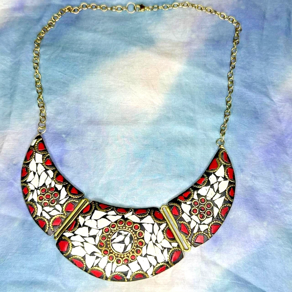 Tibetan Turquoise Handmade Bohemian Fashion Jewelry Nepali Necklace - Image 3 of 4