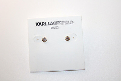 Karl Lagerfeld Earrings gold tone small stud crystal KP047 ladies