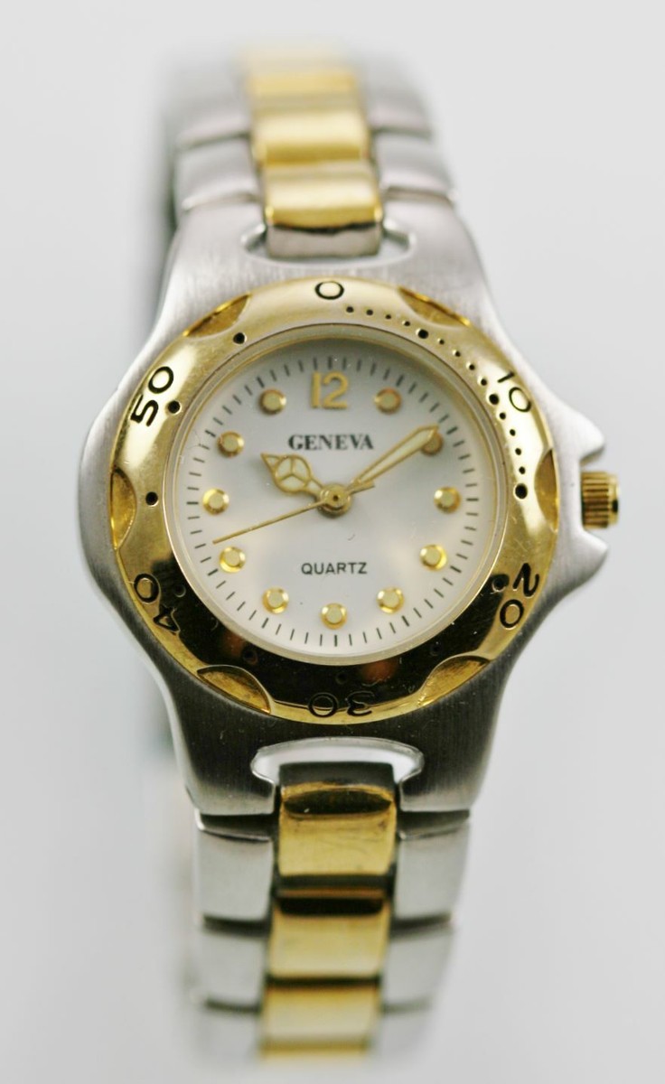 Geneva Watch Womens Stainless Gold Silver Steel Water Resis